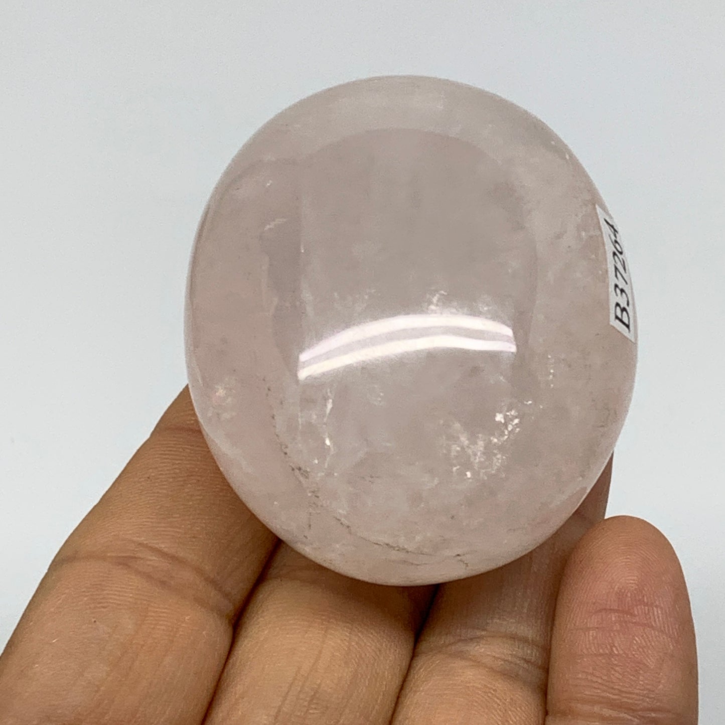 127.7g , 2.2"x1.8"x1.3", Natural Pink Rose Quartz Palm-stone Crystal, B37264