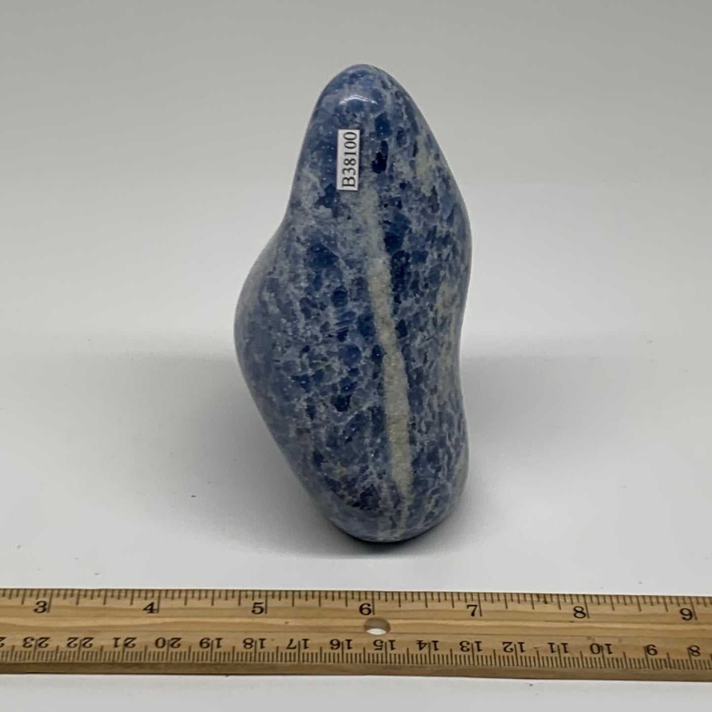 1.42 lbs, 4.7"x2.9"x2.2", Natural Blue Calcite Polished Freeform Stands, B38100