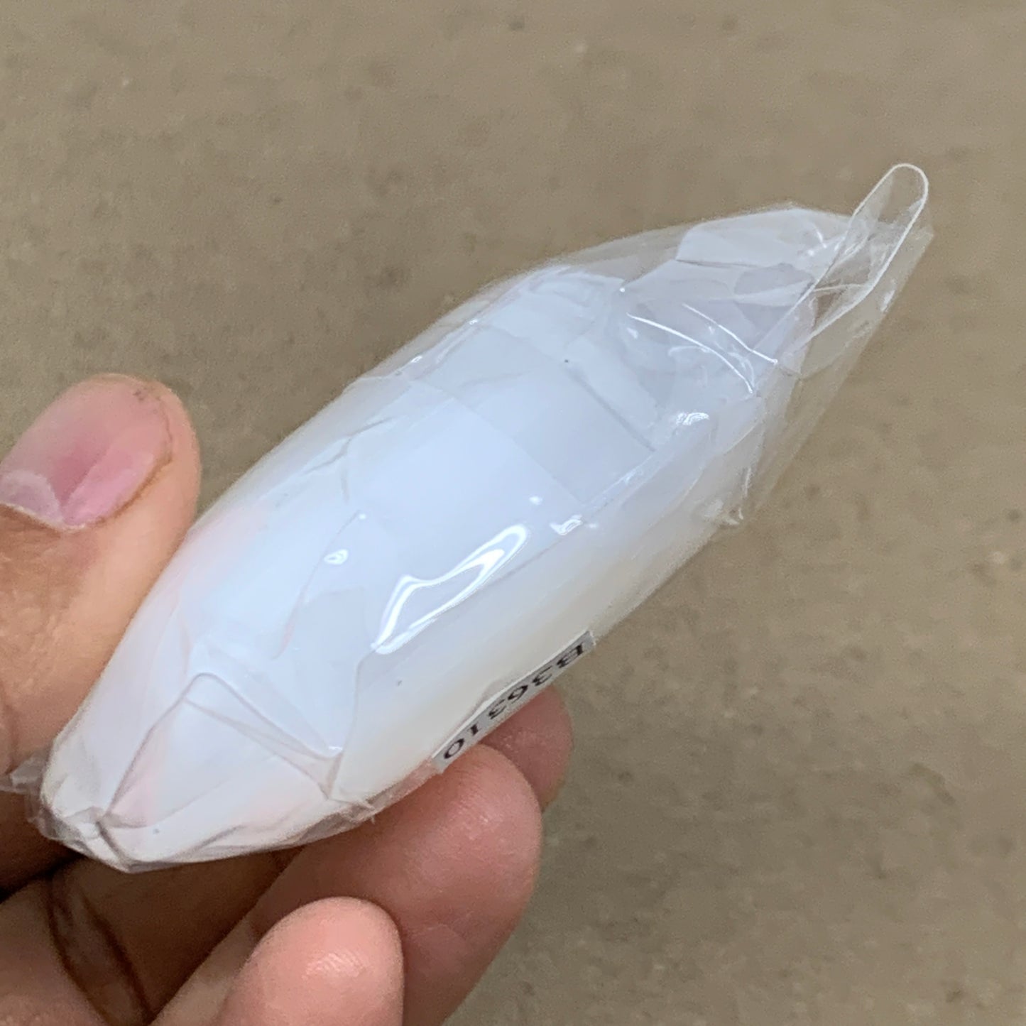 98g, 2.7"x1.9"x1", White Selenite Palmstone Crystal Pillow Reiki, B36310