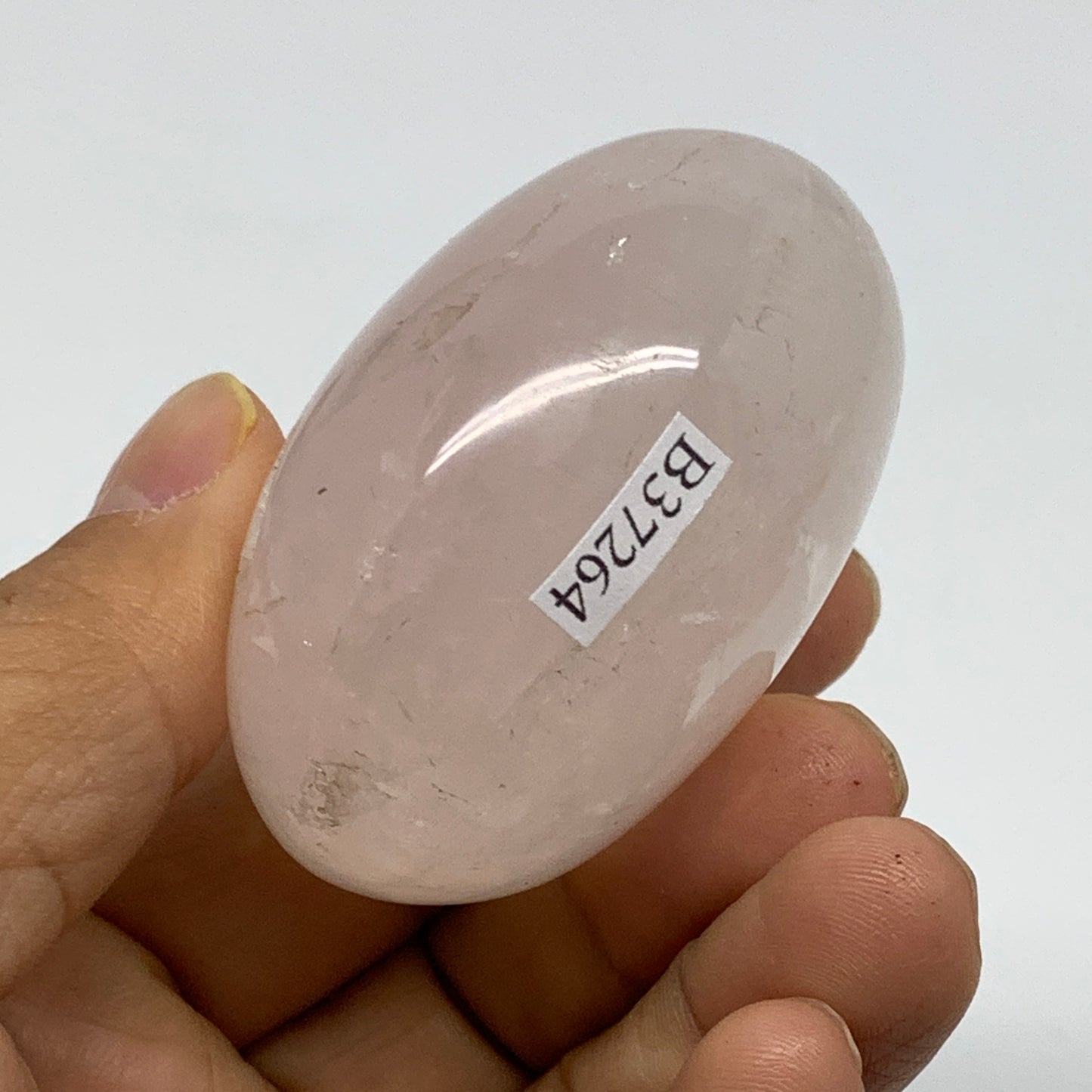 127.7g , 2.2"x1.8"x1.3", Natural Pink Rose Quartz Palm-stone Crystal, B37264