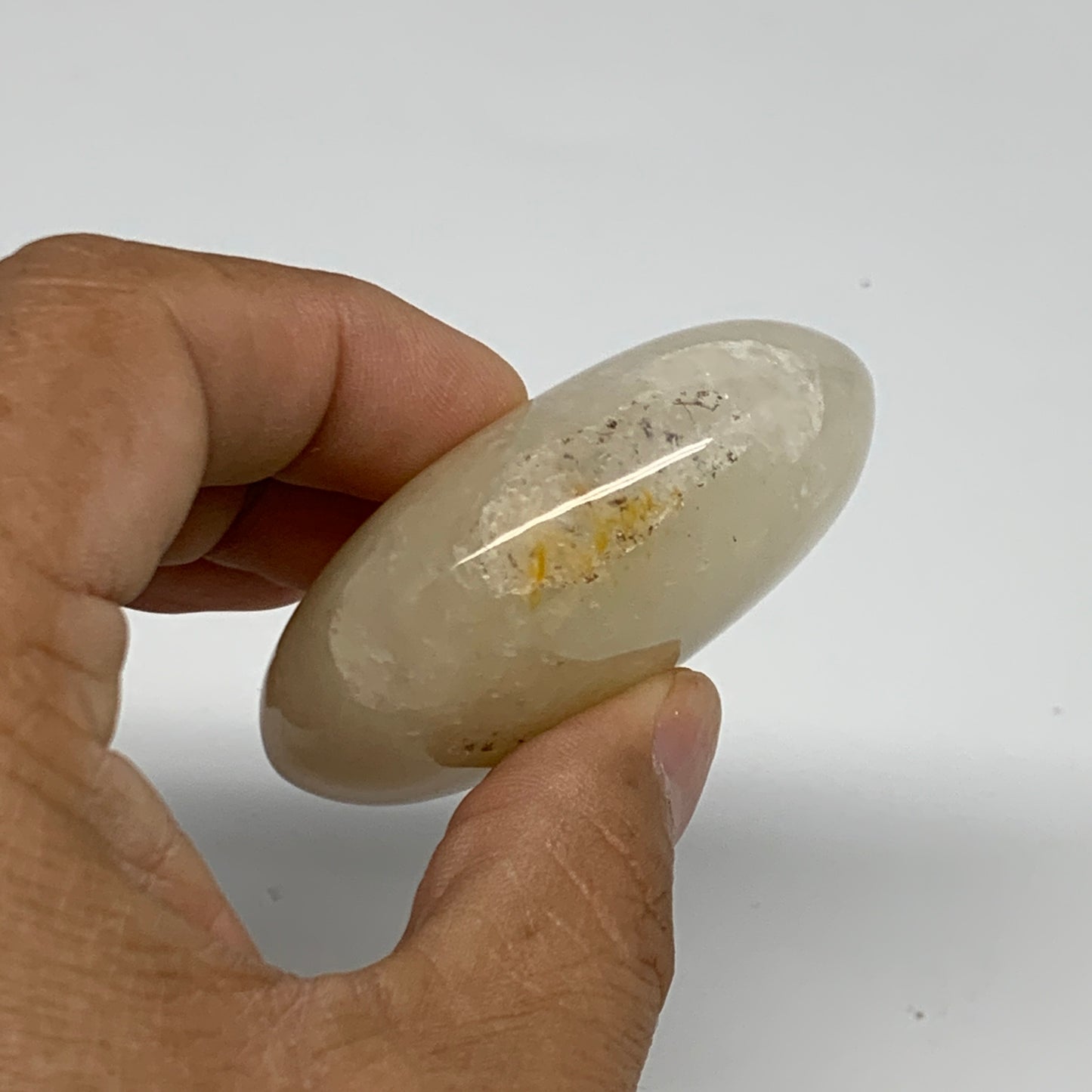 87.1g, 2.2"x1.8"x0.9", Yellow Aventurine Palm-Stone Crystal Stone, B35039