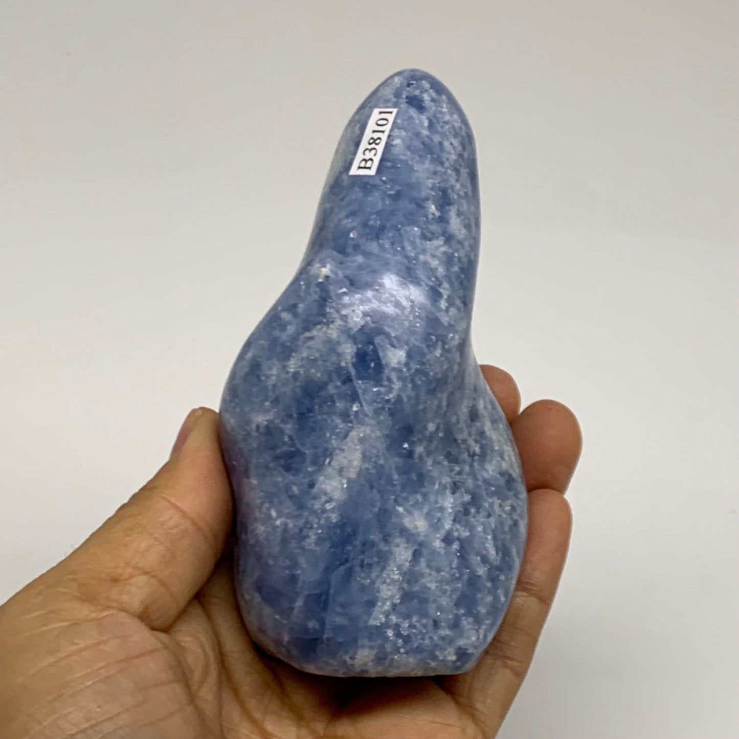 0.94 lbs, 4.2"x2.2"x1.8", Natural Blue Calcite Polished Freeform Stands, B38101