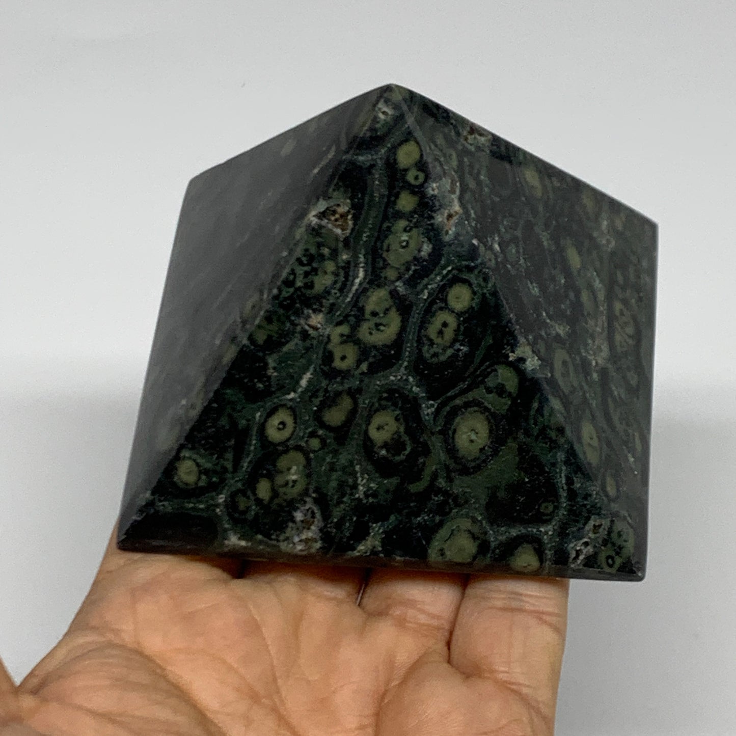 0.91 lbs, 2.3"x3.2"x3.2", Kambaba Jasper Pyramid Gemstone Polished, B31628