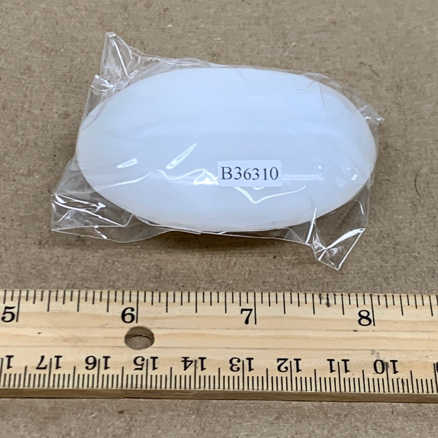 98g, 2.7"x1.9"x1", White Selenite Palmstone Crystal Pillow Reiki, B36310