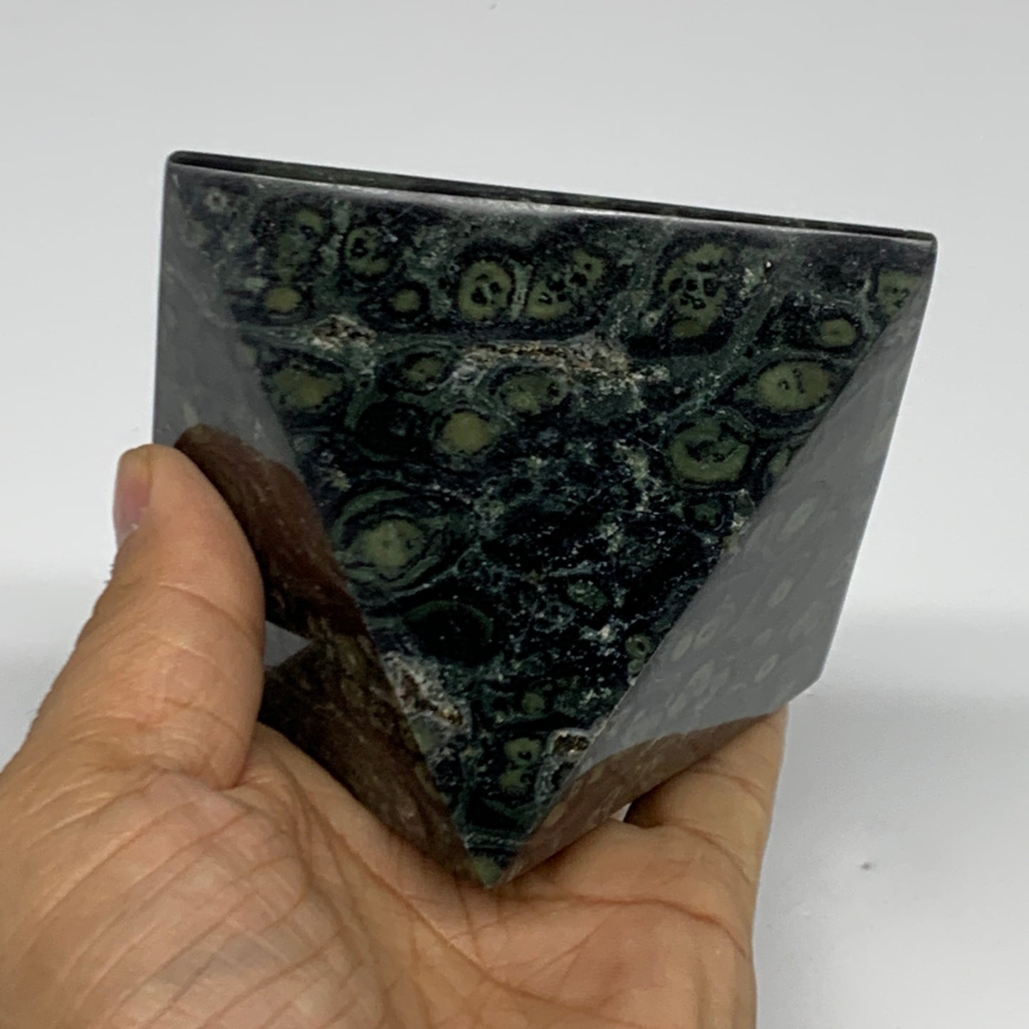 0.91 lbs, 2.3"x3.2"x3.2", Kambaba Jasper Pyramid Gemstone Polished, B31628