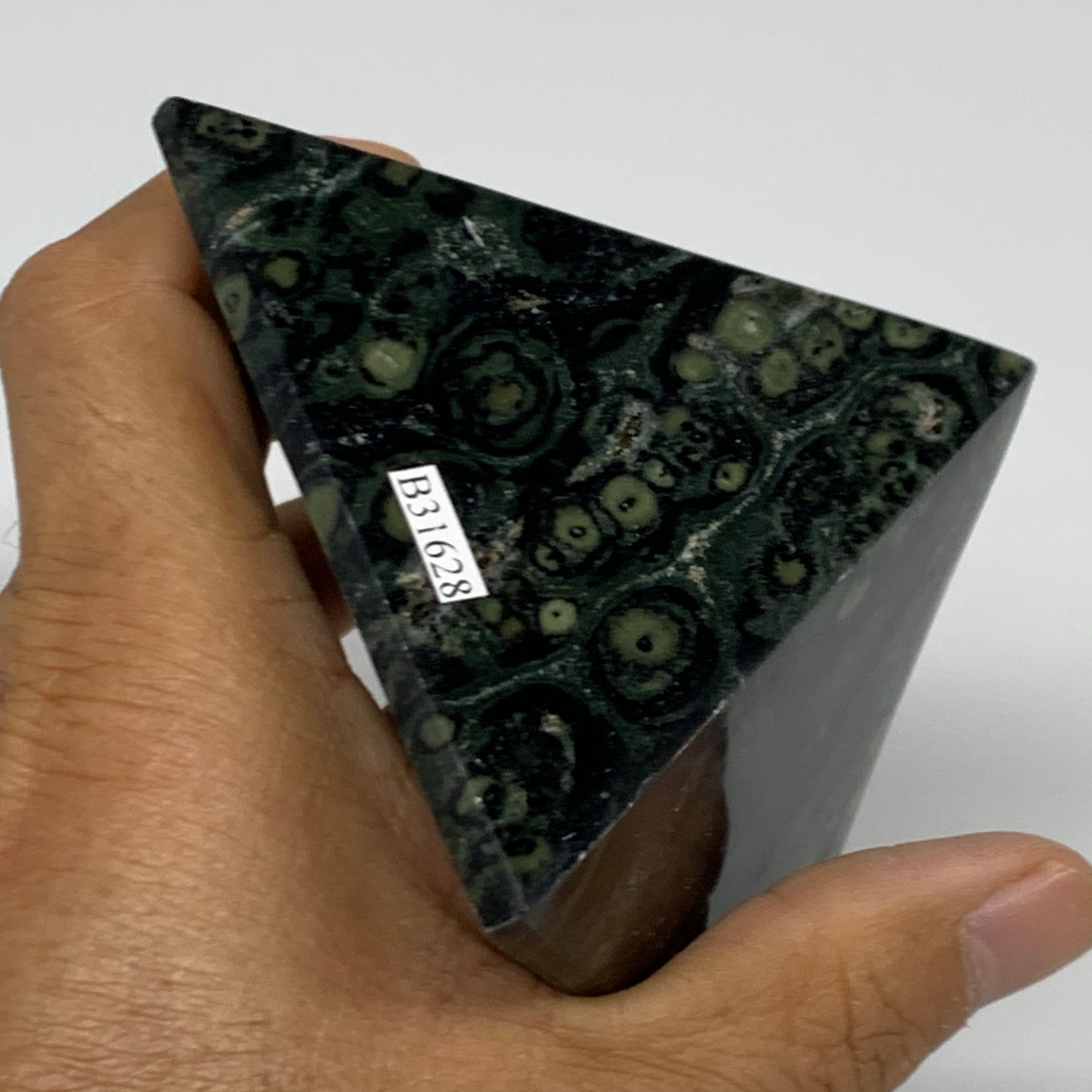 0.91 lbs, 2.3"x3.2"x3.2", Kambaba Jasper Pyramid Gemstone Polished, B31628