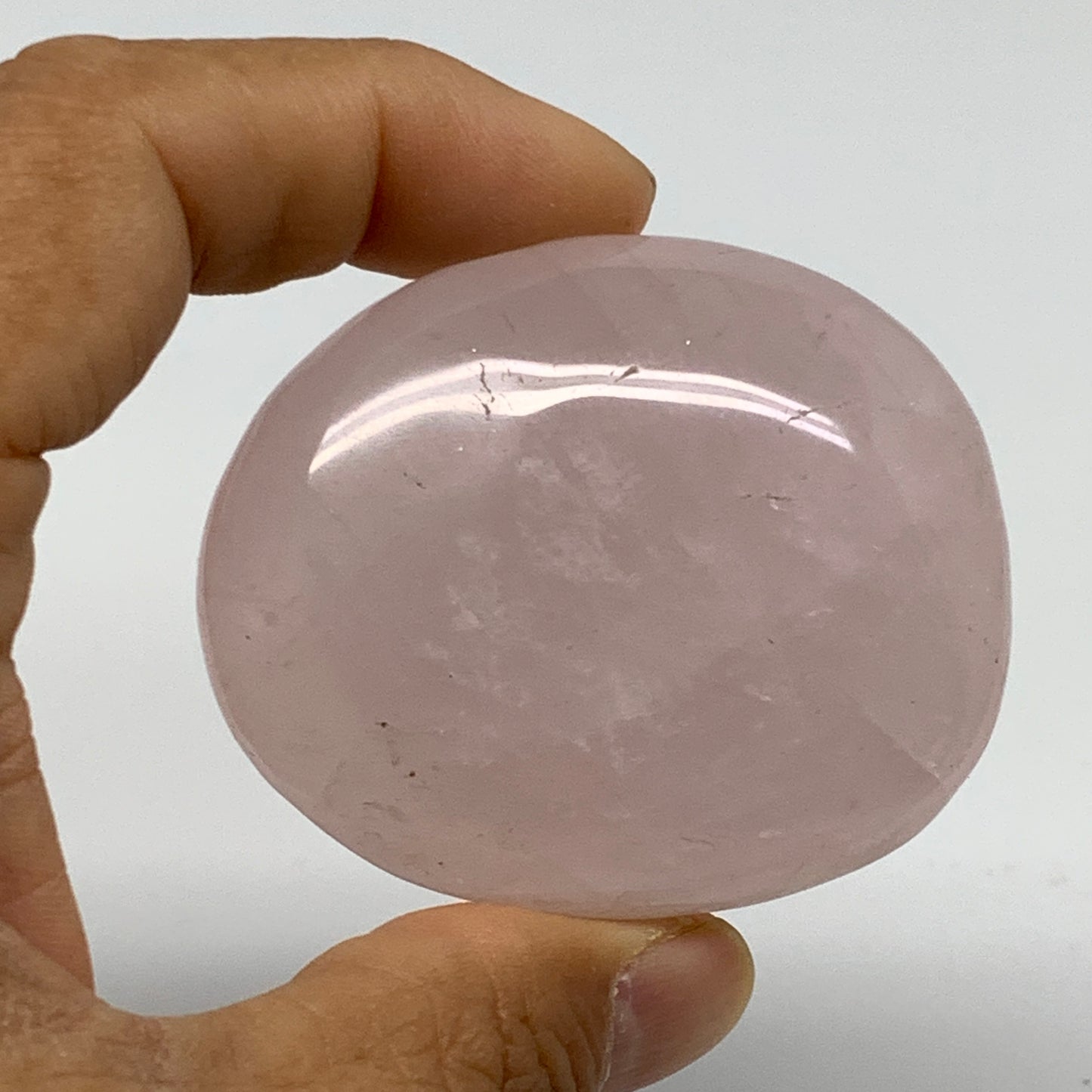 102.6g , 2.3"x1.9"x0.9", Natural Pink Rose Quartz Palm-stone Crystal, B37265