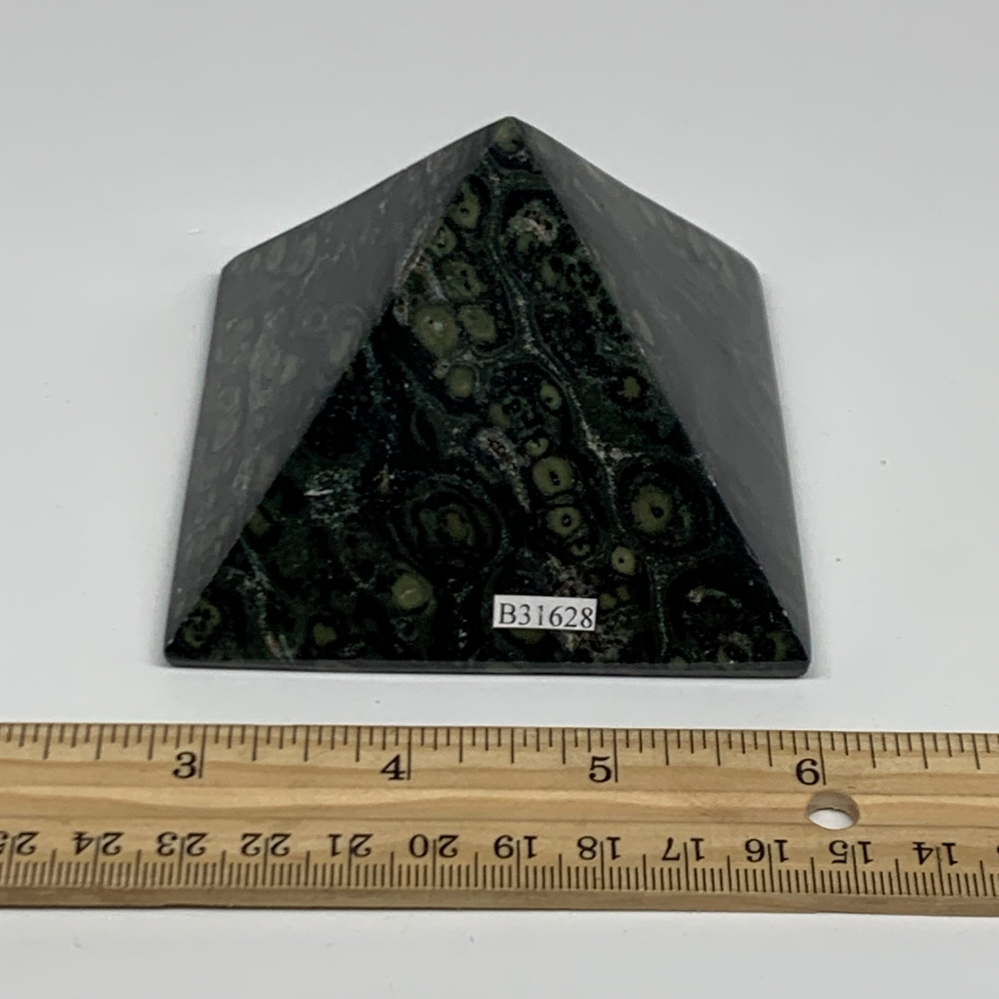0.91 lbs, 2.3"x3.2"x3.2", Kambaba Jasper Pyramid Gemstone Polished, B31628