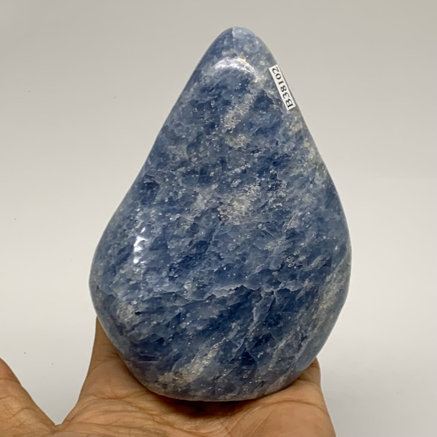 1.1 lbs, 4.4"x3.4"x1.6", Natural Blue Calcite Polished Freeform Stands, B38102
