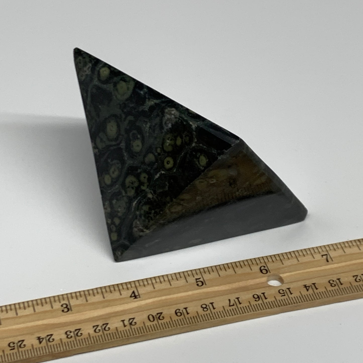0.91 lbs, 2.3"x3.2"x3.2", Kambaba Jasper Pyramid Gemstone Polished, B31628