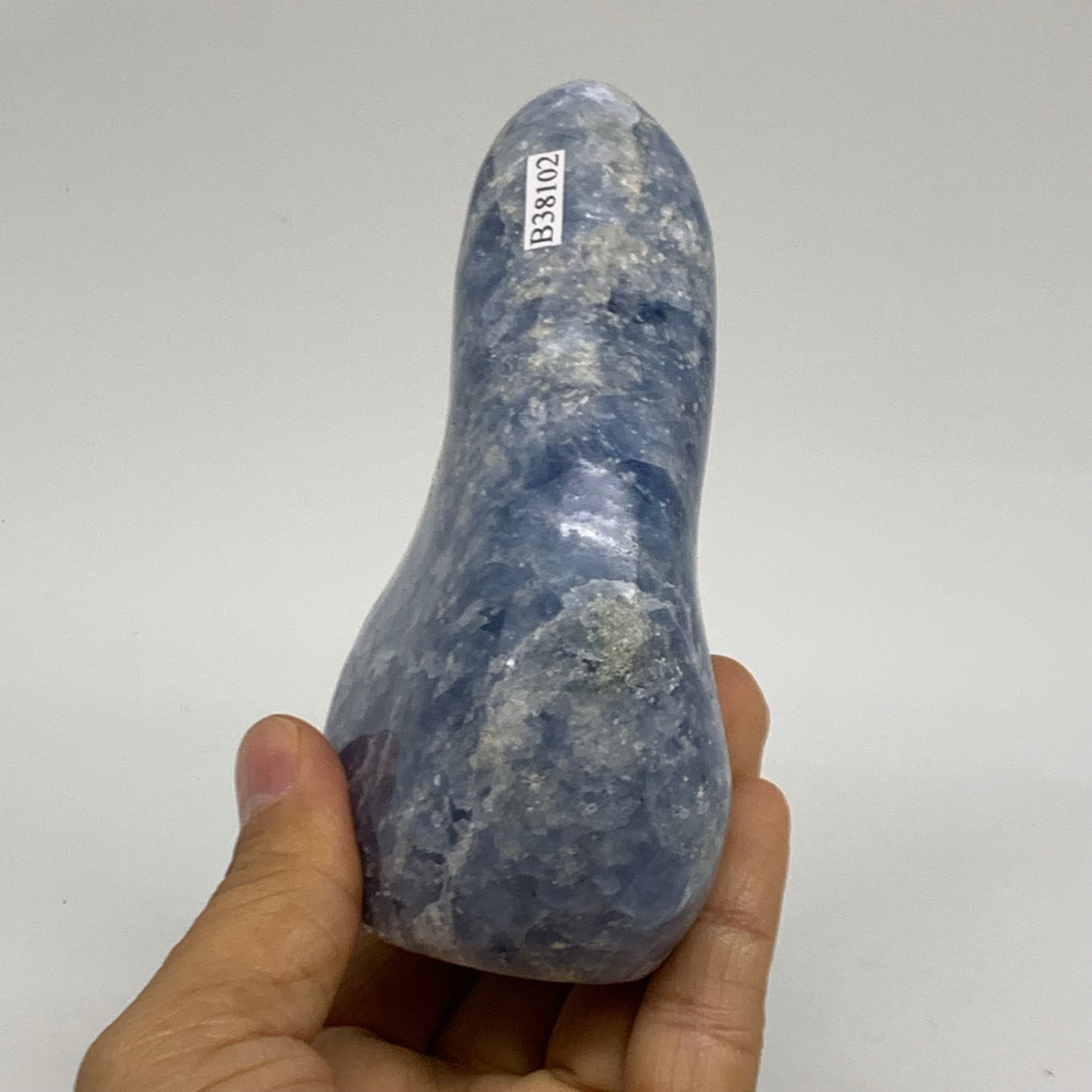 1.1 lbs, 4.4"x3.4"x1.6", Natural Blue Calcite Polished Freeform Stands, B38102