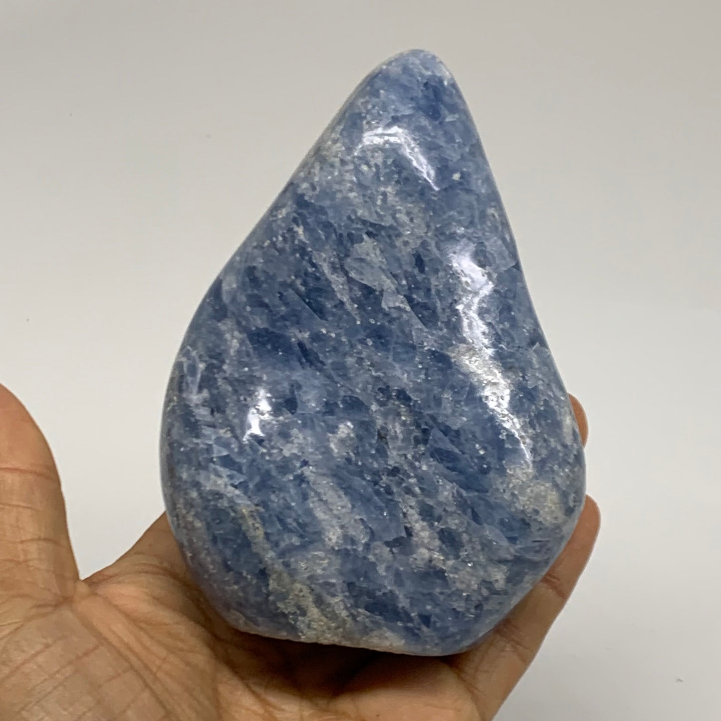 1.1 lbs, 4.4"x3.4"x1.6", Natural Blue Calcite Polished Freeform Stands, B38102