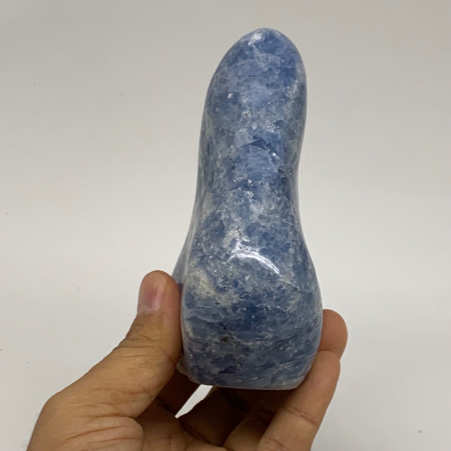 1.1 lbs, 4.4"x3.4"x1.6", Natural Blue Calcite Polished Freeform Stands, B38102