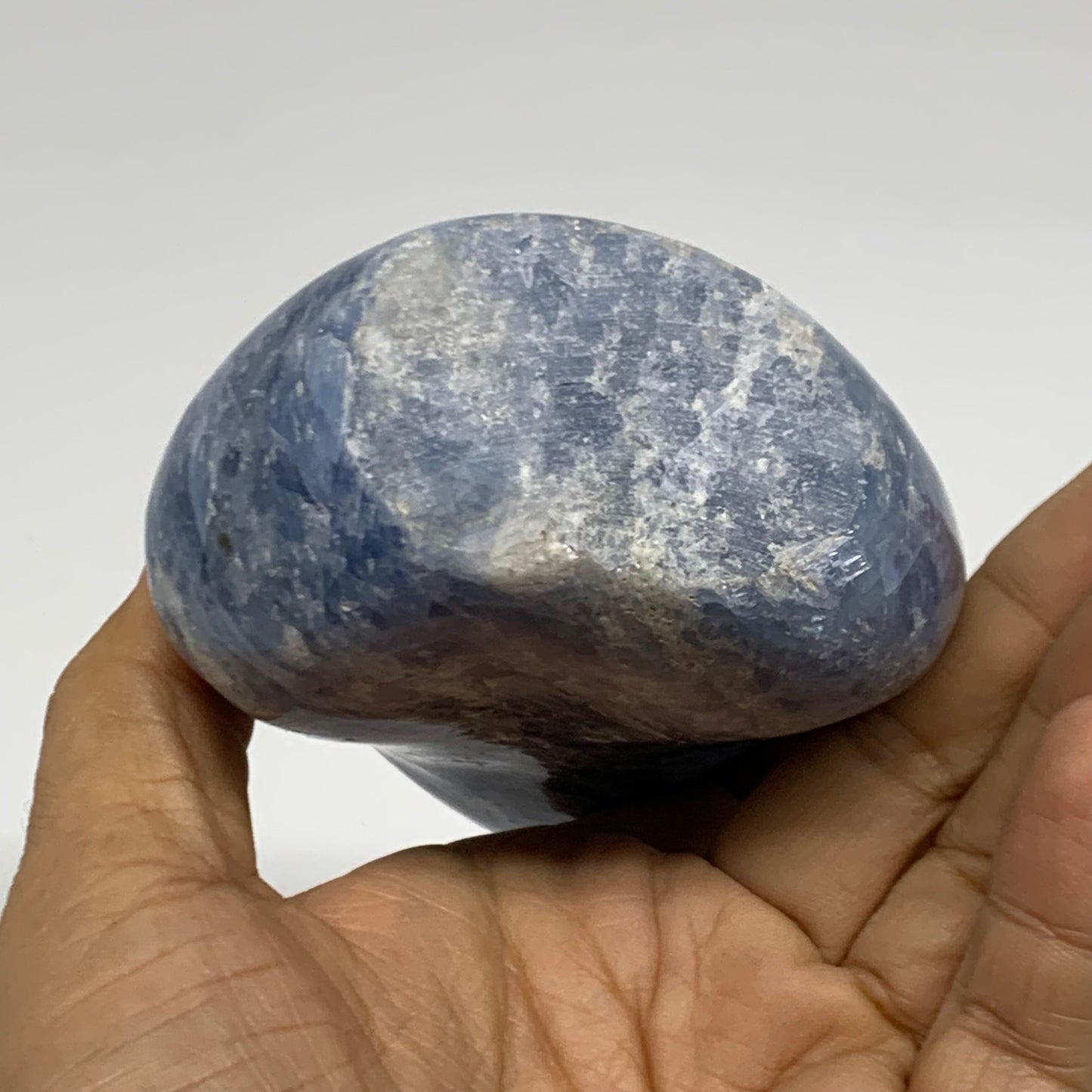 1.1 lbs, 4.4"x3.4"x1.6", Natural Blue Calcite Polished Freeform Stands, B38102