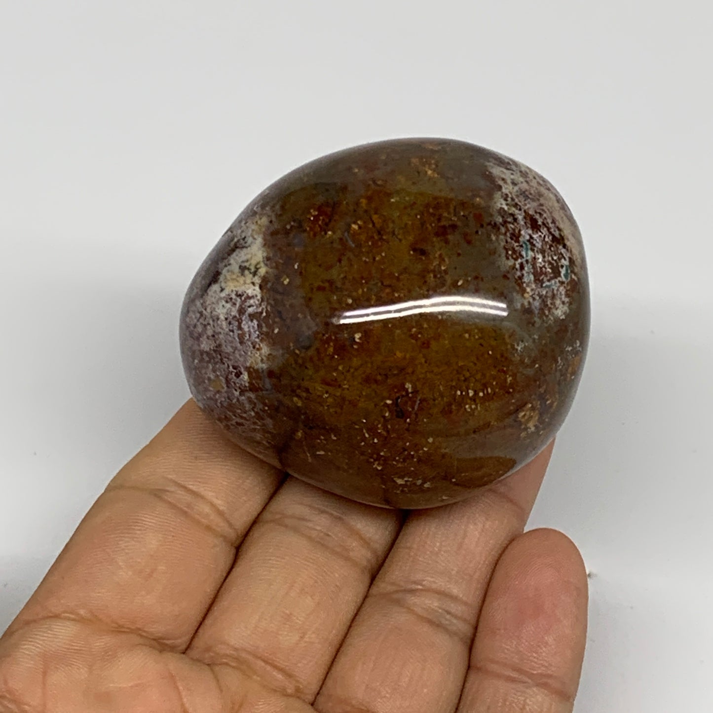 146.5g, 2.1"x1.9"x1.5" Natural Ocean Jasper Palm-Stone Orbicular Jasper, B30793