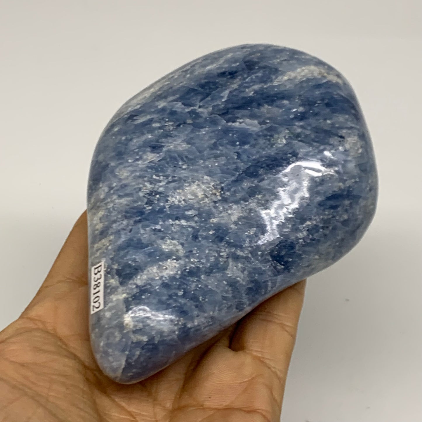 1.1 lbs, 4.4"x3.4"x1.6", Natural Blue Calcite Polished Freeform Stands, B38102