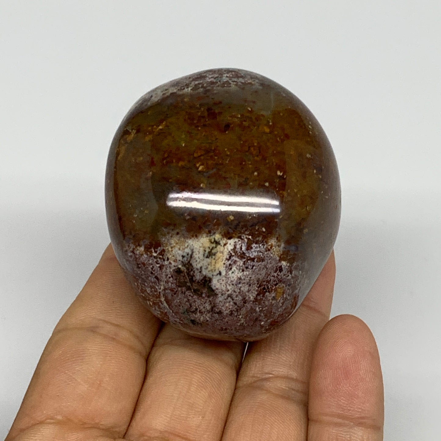 146.5g, 2.1"x1.9"x1.5" Natural Ocean Jasper Palm-Stone Orbicular Jasper, B30793