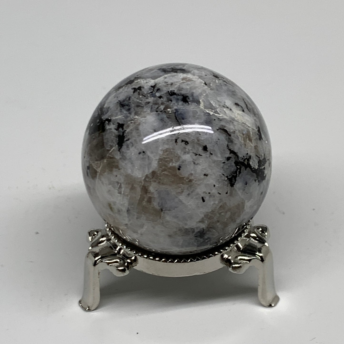 180g, 2"(50mm), Natural Rainbow Moonstone Sphere Ball Gemstone, B34254