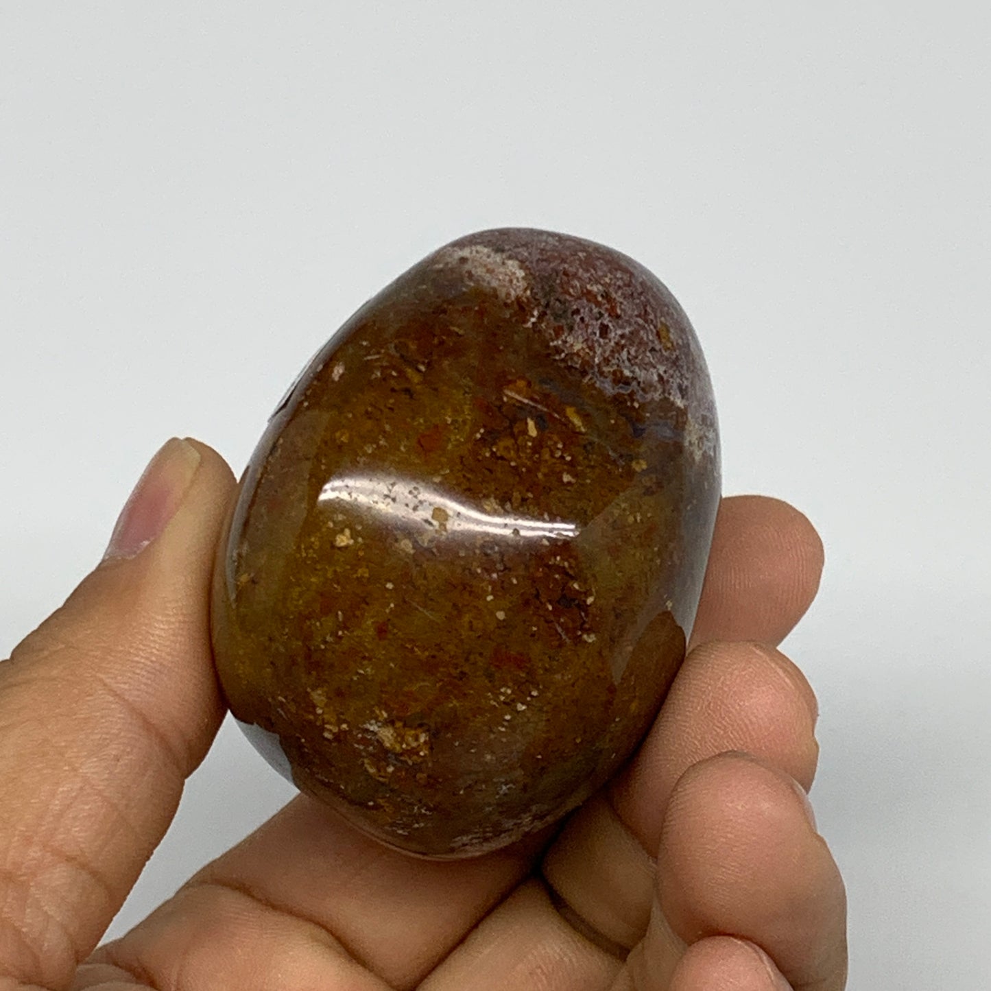 146.5g, 2.1"x1.9"x1.5" Natural Ocean Jasper Palm-Stone Orbicular Jasper, B30793
