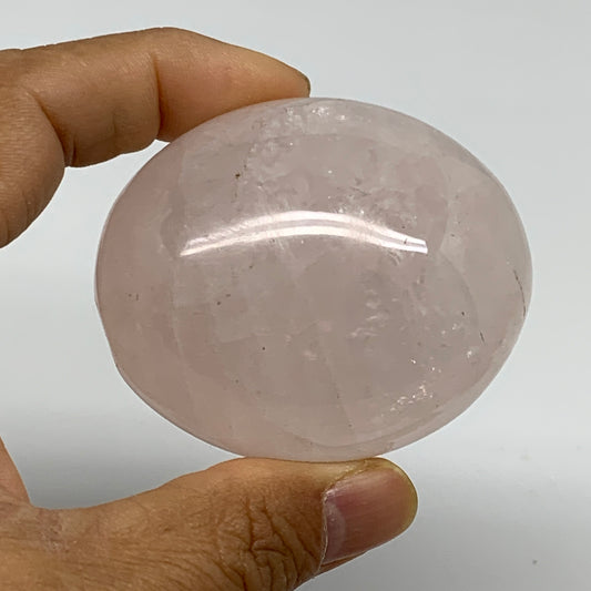 162.6g , 2.4"x2"x1.5", Natural Pink Rose Quartz Palm-stone Crystal, B37266