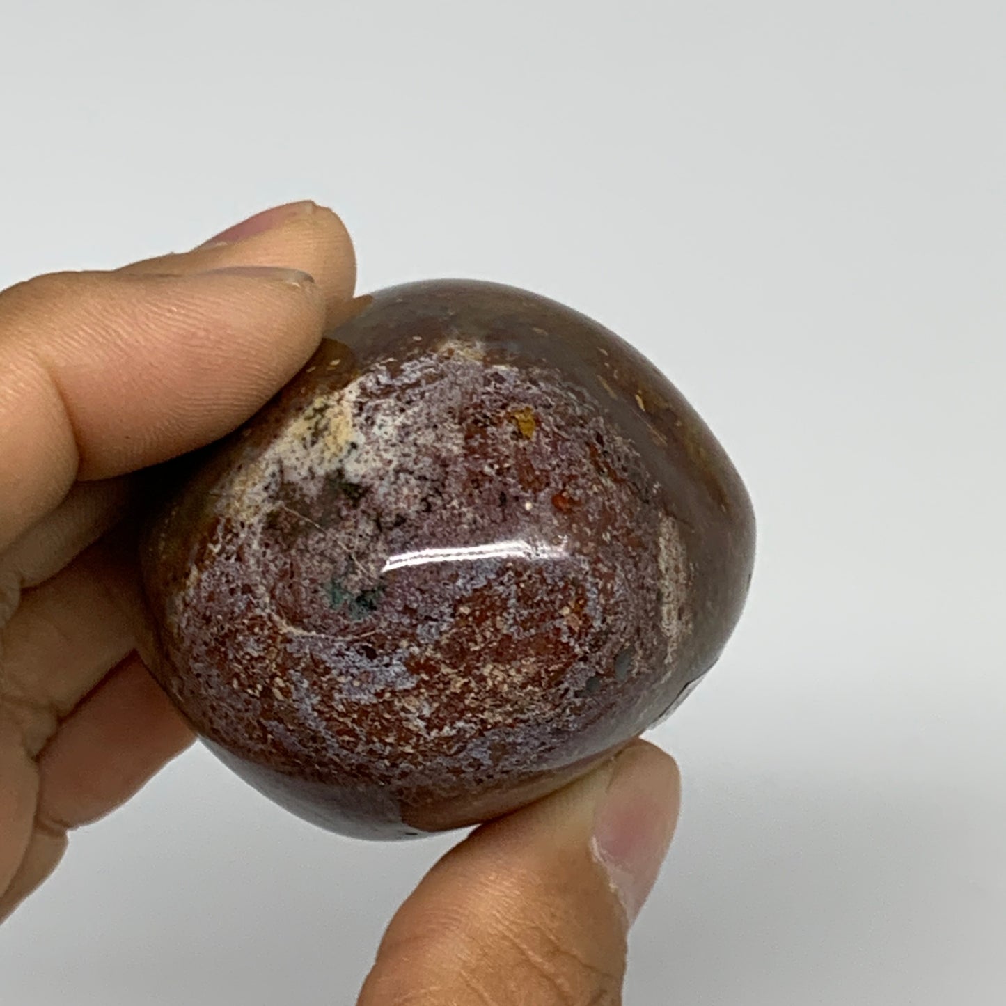 146.5g, 2.1"x1.9"x1.5" Natural Ocean Jasper Palm-Stone Orbicular Jasper, B30793