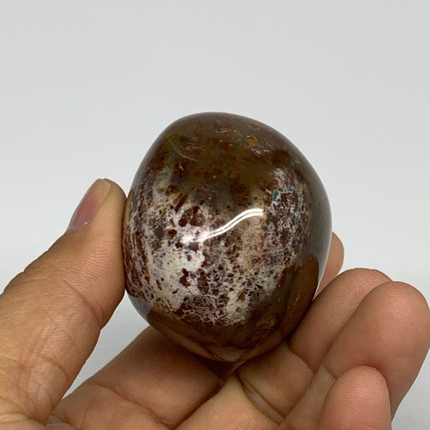 146.5g, 2.1"x1.9"x1.5" Natural Ocean Jasper Palm-Stone Orbicular Jasper, B30793