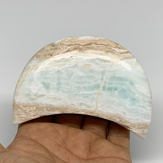 220g, 3.7"x2.1"x0.9", Caribbean Calcite Moon Crescent Gemstone, B33612