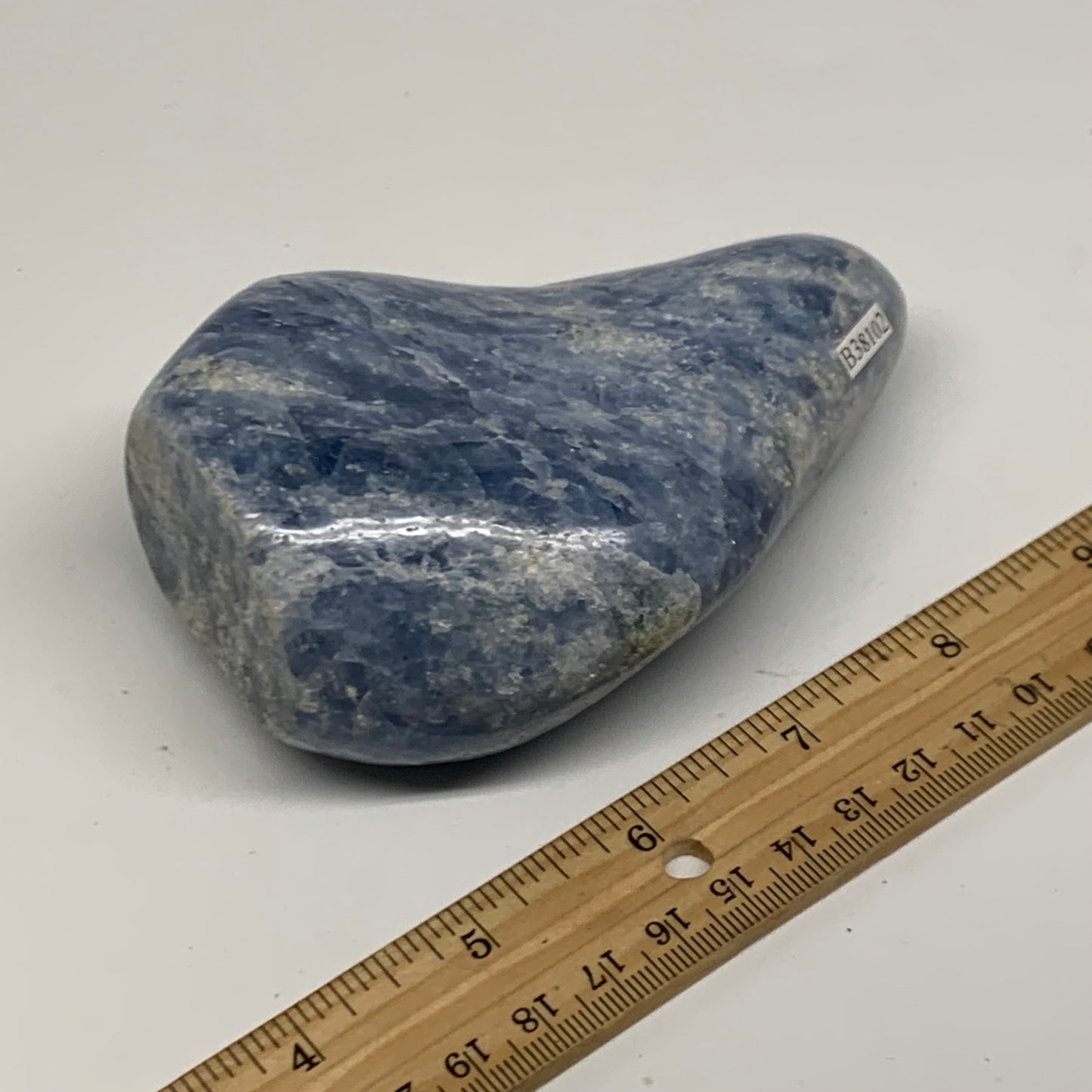 1.1 lbs, 4.4"x3.4"x1.6", Natural Blue Calcite Polished Freeform Stands, B38102