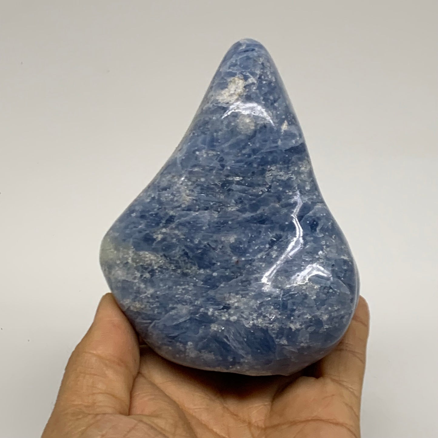 1.14 lbs, 4"x3.1"x2", Natural Blue Calcite Polished Freeform Stands, B38103