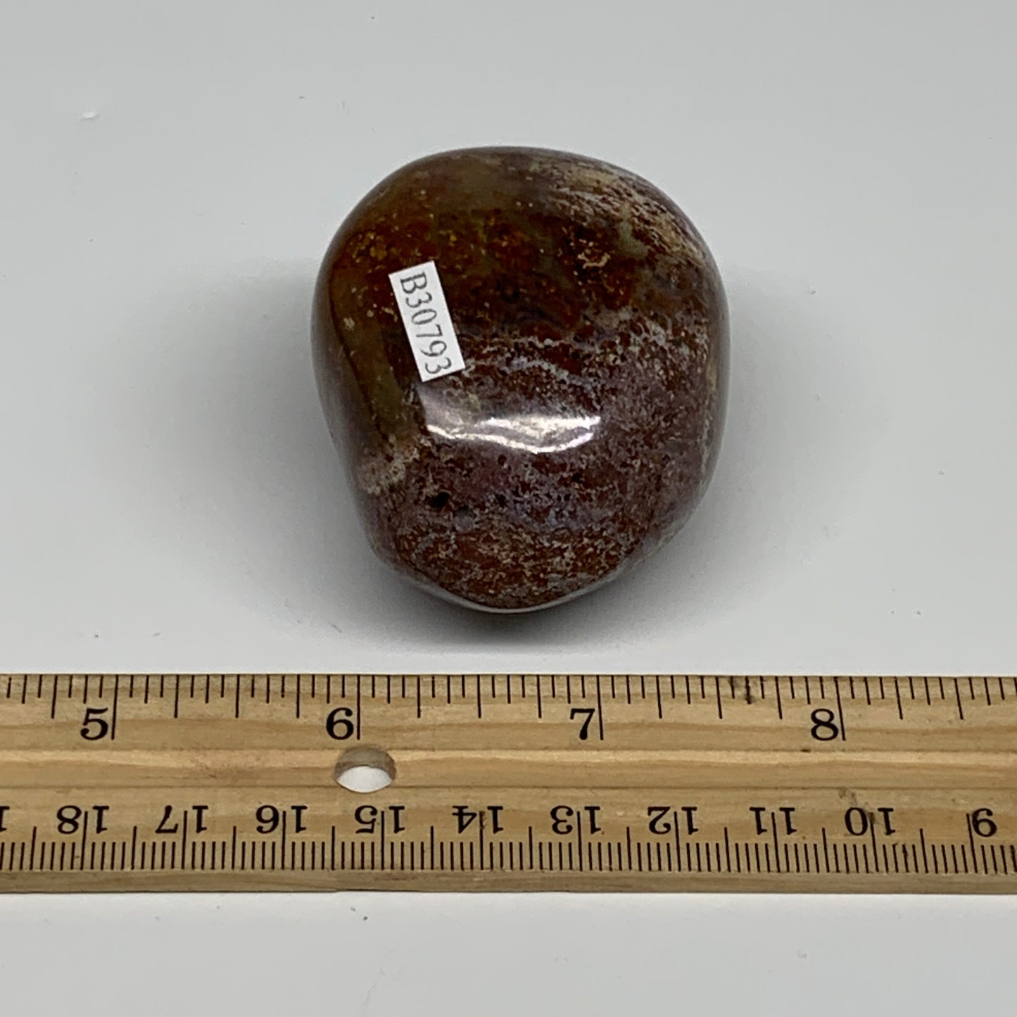 146.5g, 2.1"x1.9"x1.5" Natural Ocean Jasper Palm-Stone Orbicular Jasper, B30793