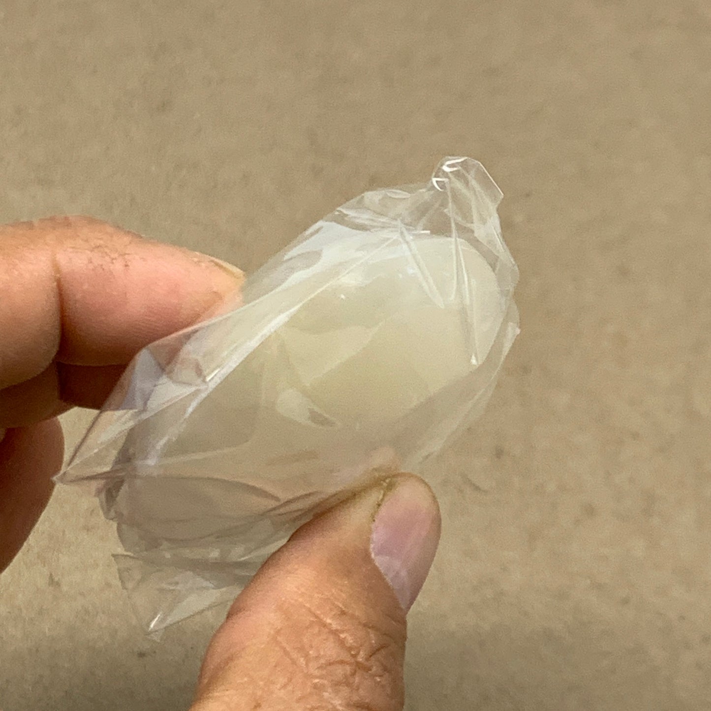 90g, 2.7"x1.8"x0.9", White Selenite Palmstone Crystal Pillow Reiki, B36348