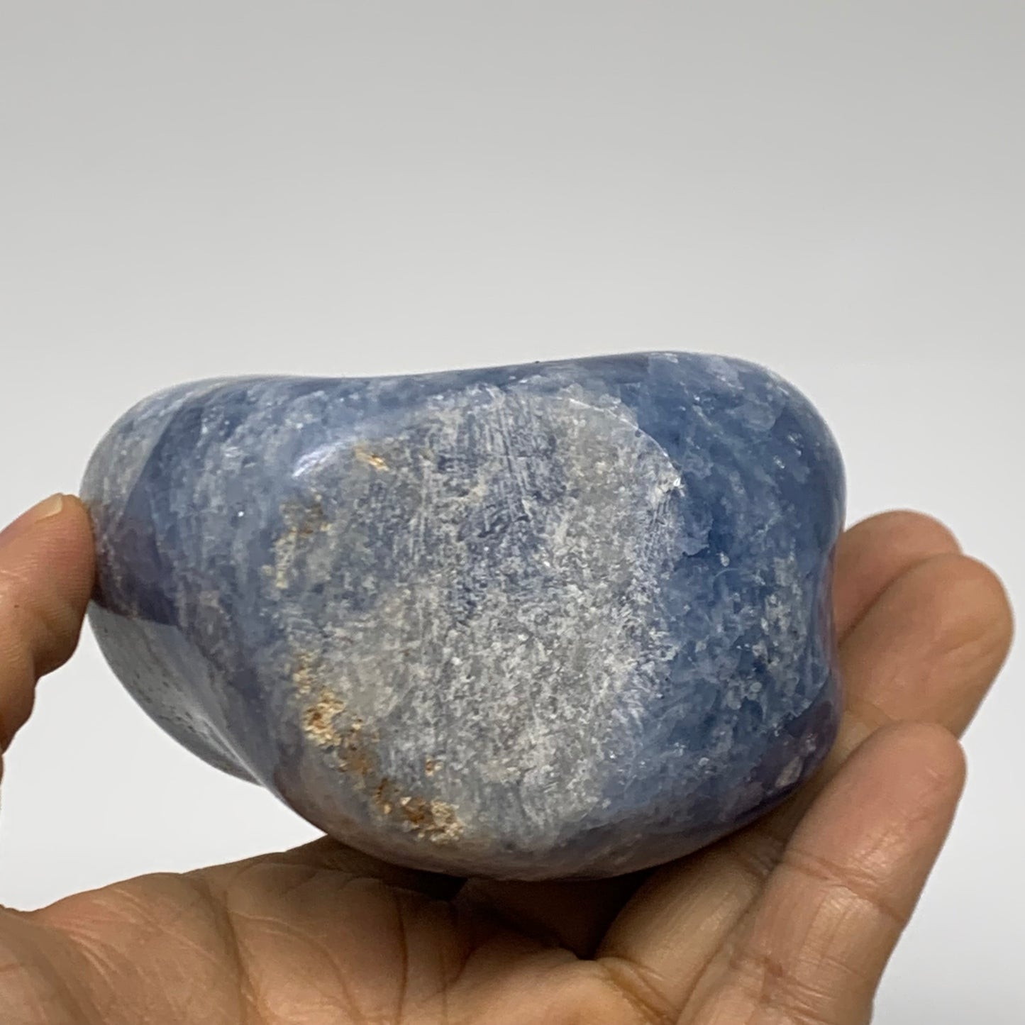 1.14 lbs, 4"x3.1"x2", Natural Blue Calcite Polished Freeform Stands, B38103