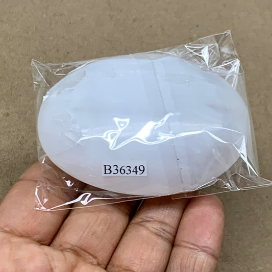 90g, 2.7"x1.9"x1", White Selenite Palmstone Crystal Pillow Reiki, B36349