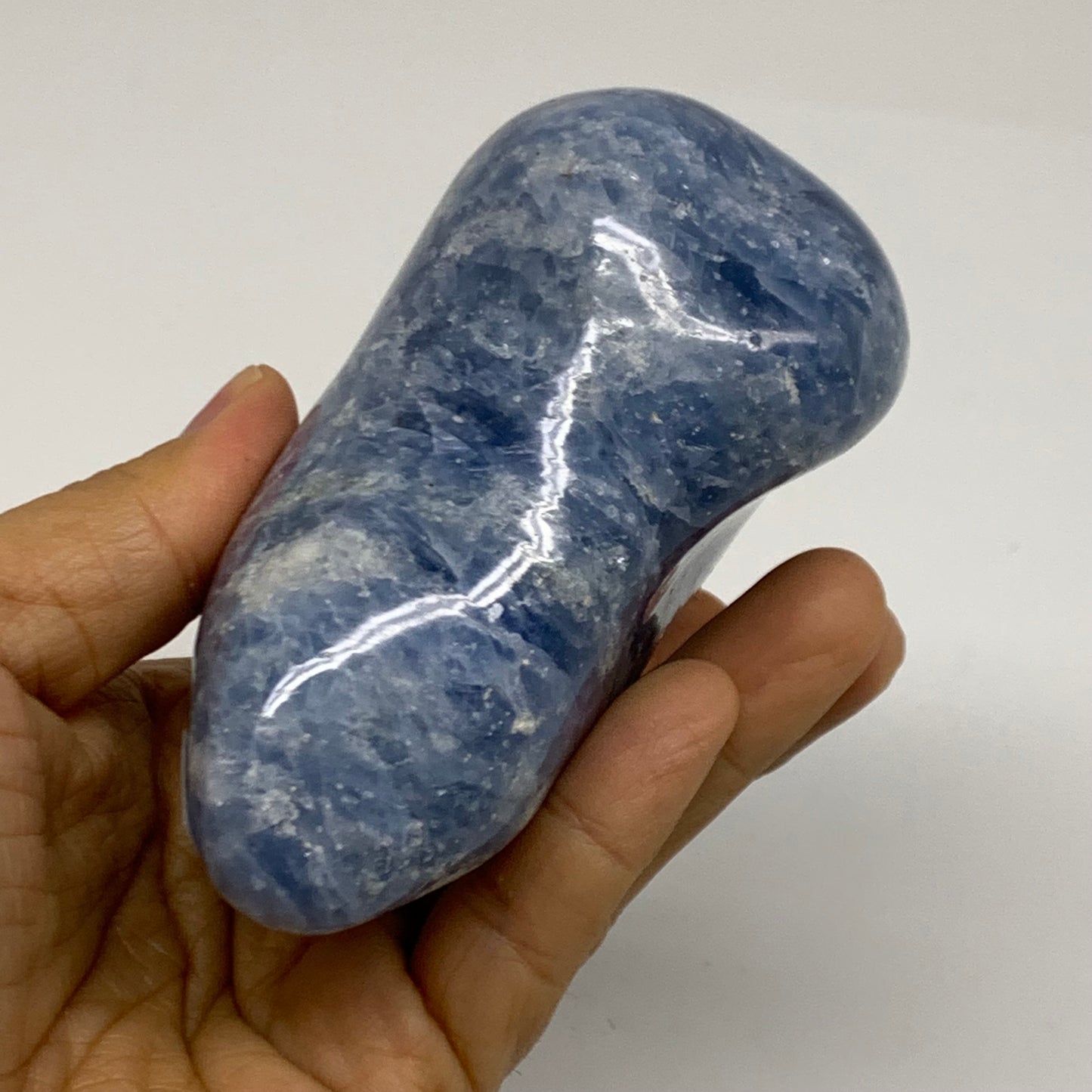 1.14 lbs, 4"x3.1"x2", Natural Blue Calcite Polished Freeform Stands, B38103
