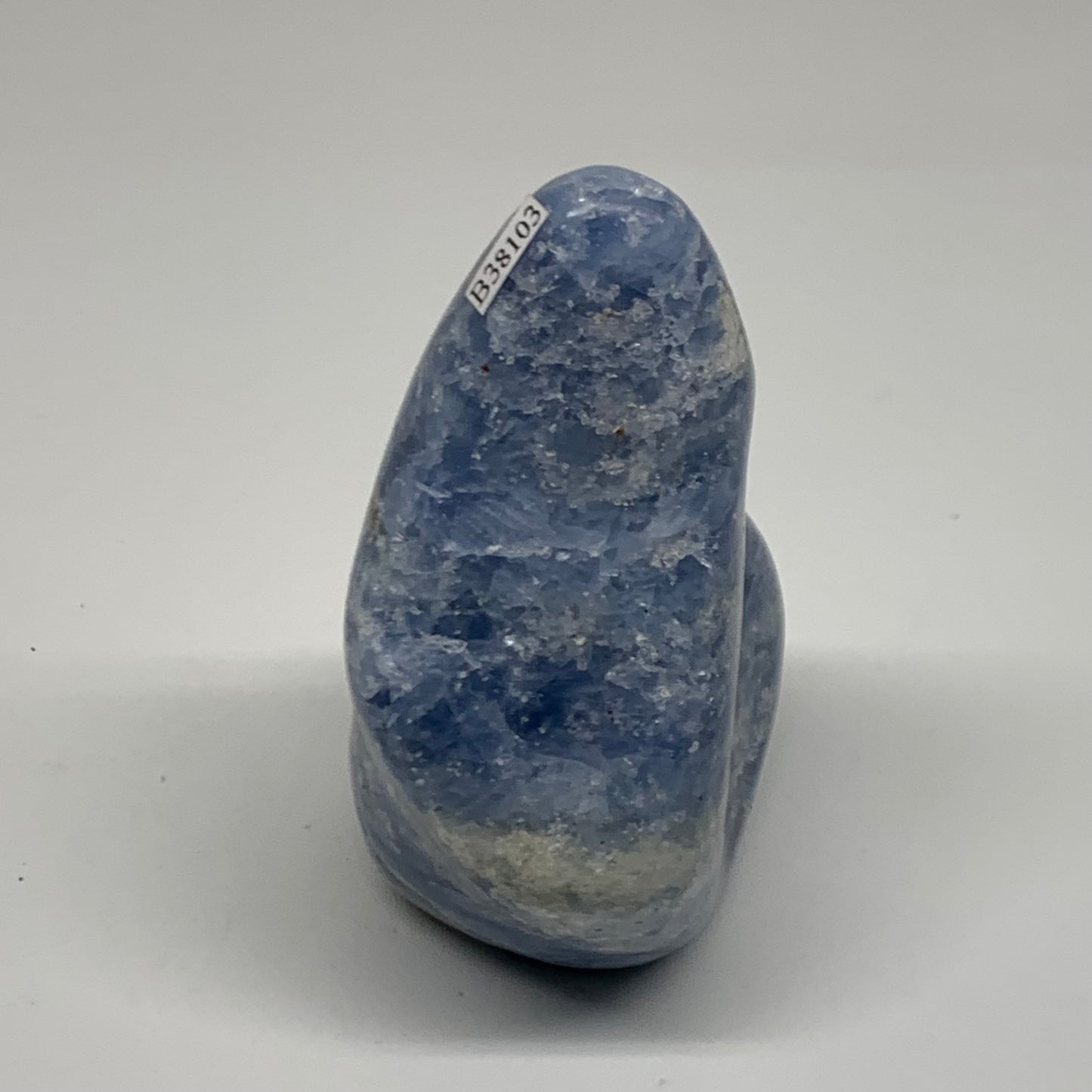 1.14 lbs, 4"x3.1"x2", Natural Blue Calcite Polished Freeform Stands, B38103