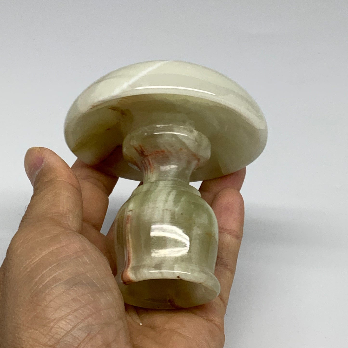 303g, 3.2"x1.5"x3", Natural Green Onyx Candle Holder Gemstone Carved, B32241