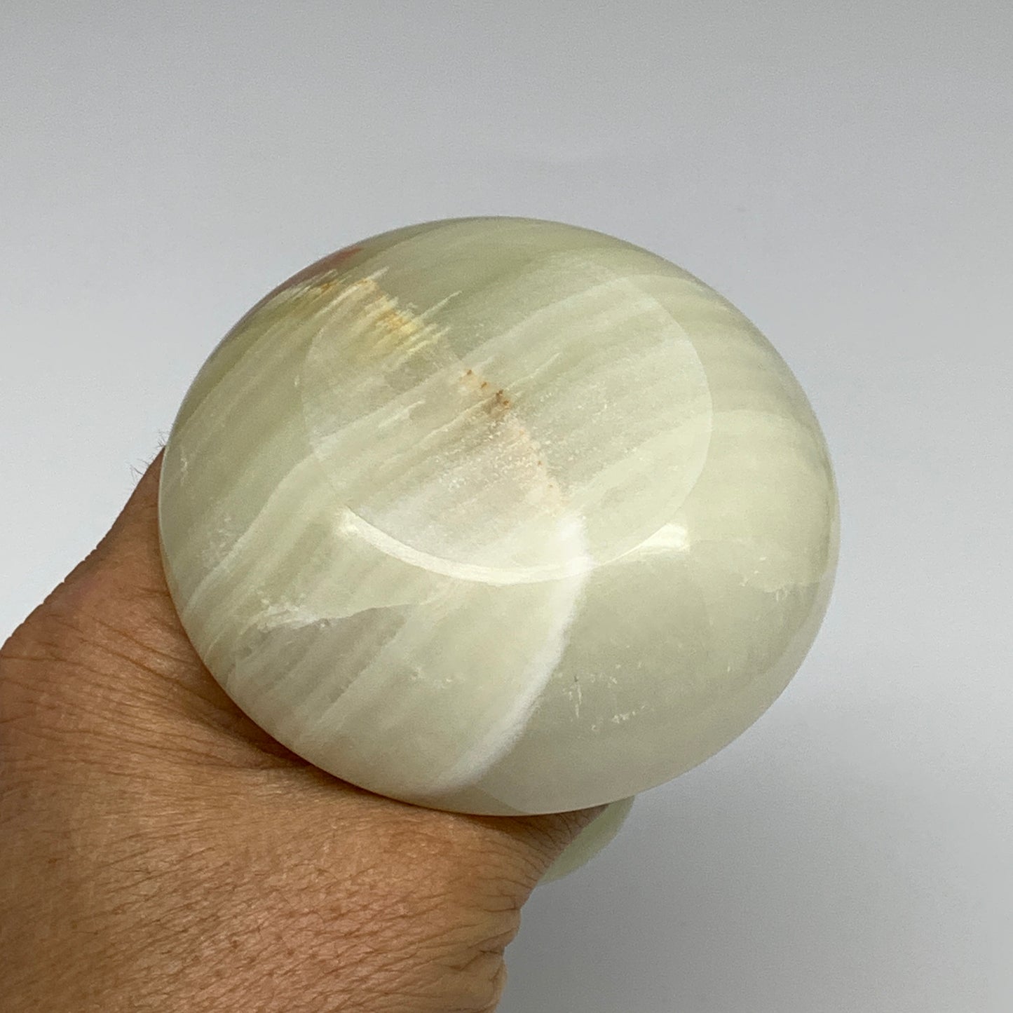 303g, 3.2"x1.5"x3", Natural Green Onyx Candle Holder Gemstone Carved, B32241