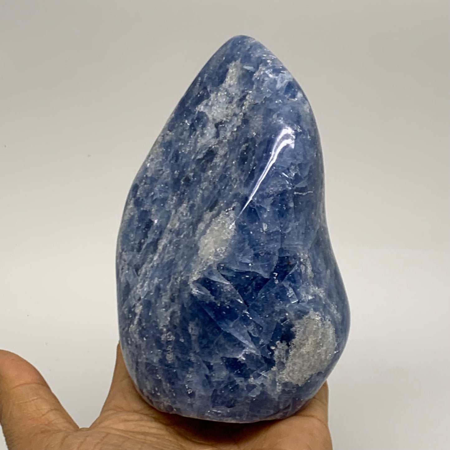 1.58 lbs, 5"x3"x2.2", Natural Blue Calcite Polished Freeform Stands, B38104