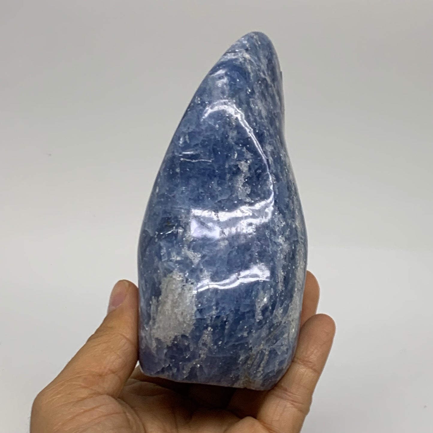 1.58 lbs, 5"x3"x2.2", Natural Blue Calcite Polished Freeform Stands, B38104