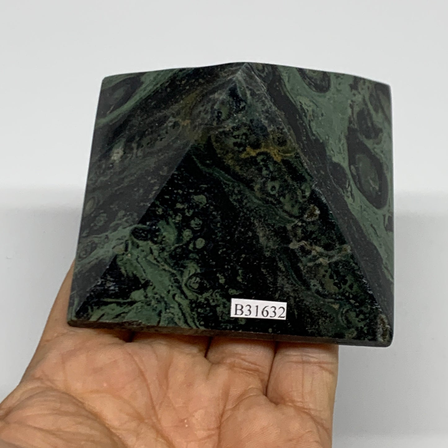 0.78 lbs, 1.9"x3.2"x3", Kambaba Jasper Pyramid Gemstone Polished, B31632