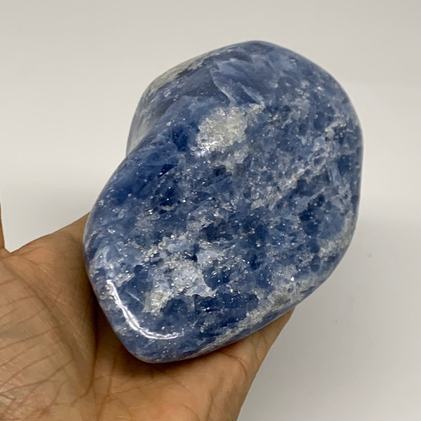 1.58 lbs, 5"x3"x2.2", Natural Blue Calcite Polished Freeform Stands, B38104