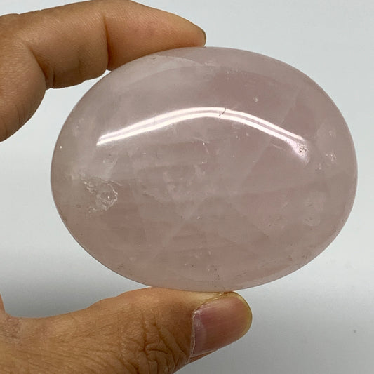 168.3g , 2.6"x2.1"x1.2", Natural Pink Rose Quartz Palm-stone Crystal, B37268