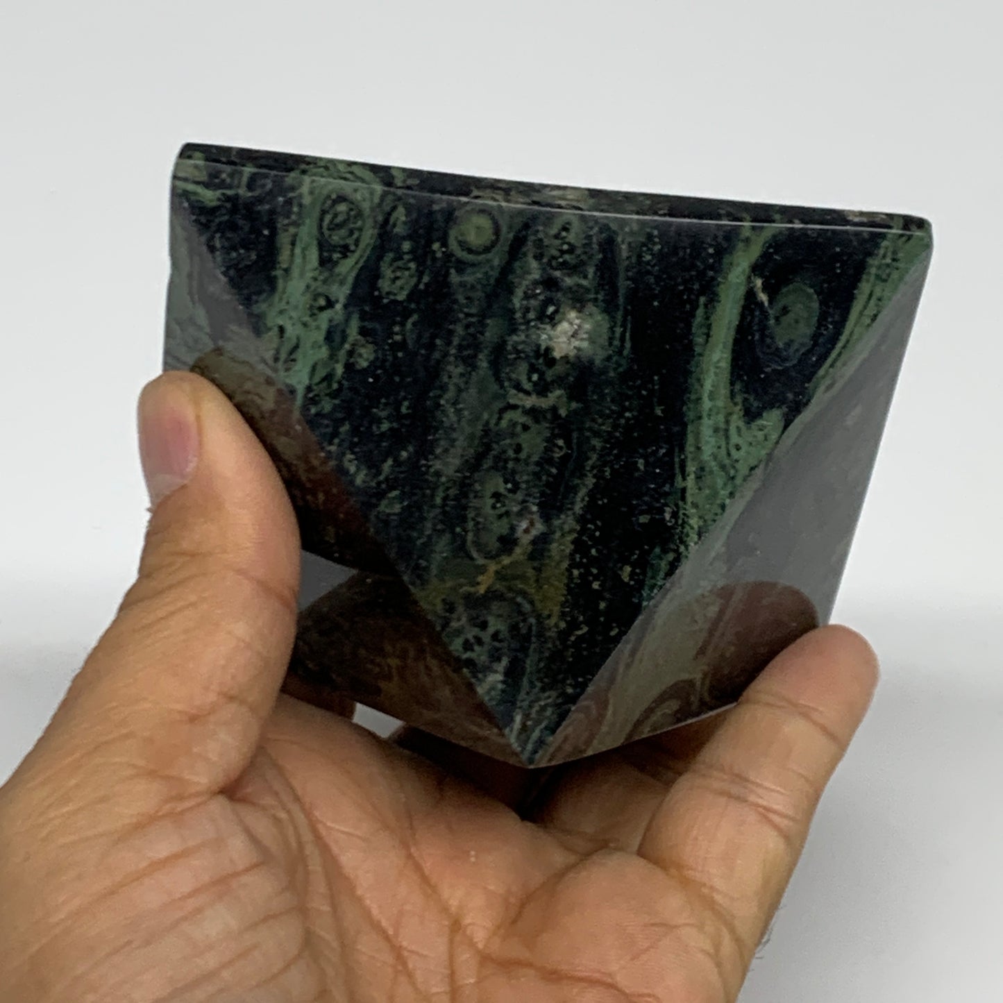 0.78 lbs, 1.9"x3.2"x3", Kambaba Jasper Pyramid Gemstone Polished, B31632