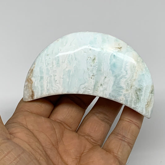 144.8g, 3.2"x1.6"x1", Caribbean Calcite Moon Crescent Gemstone, B33614