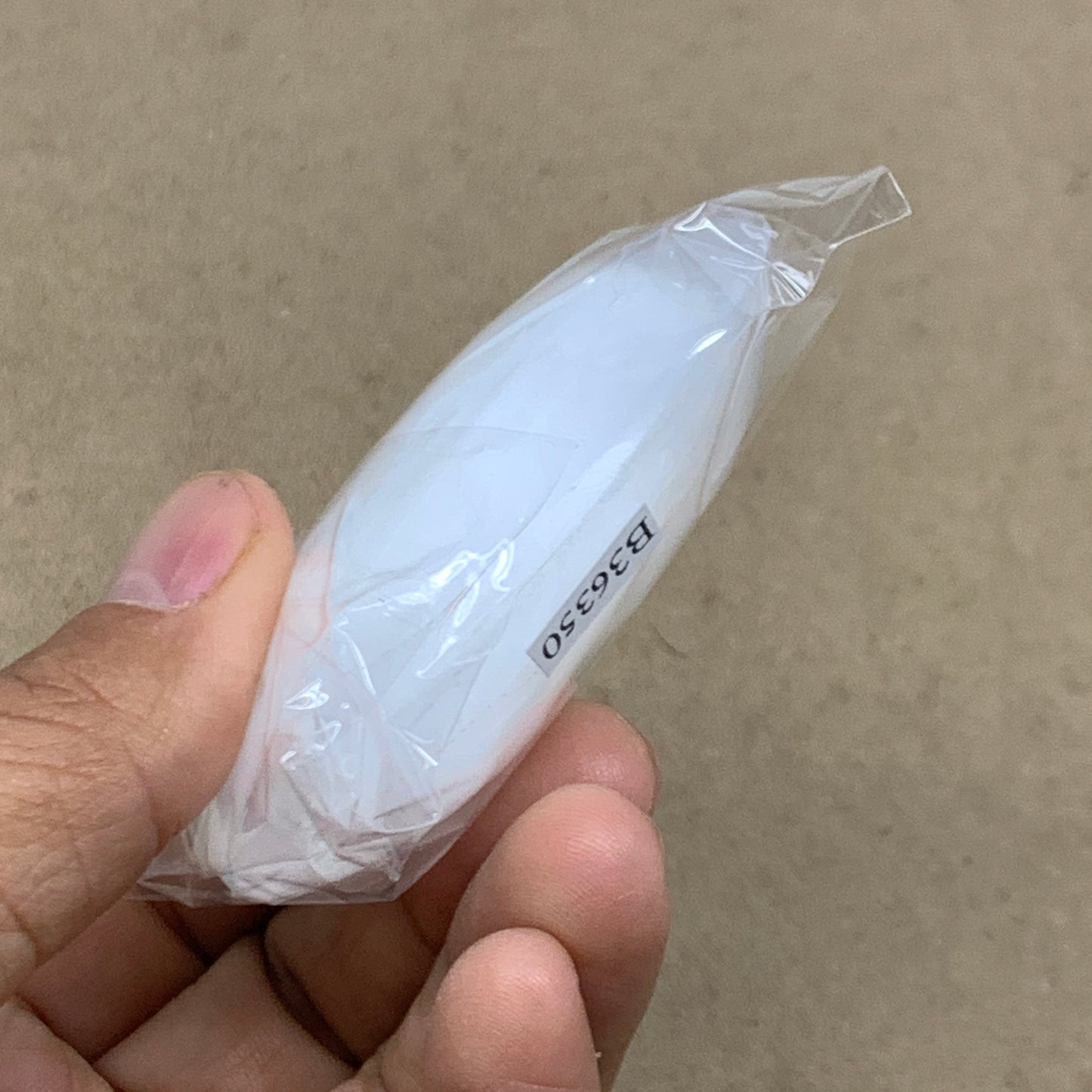 87g, 2.7"x1.9"x0.9", White Selenite Palmstone Crystal Pillow Reiki, B36350