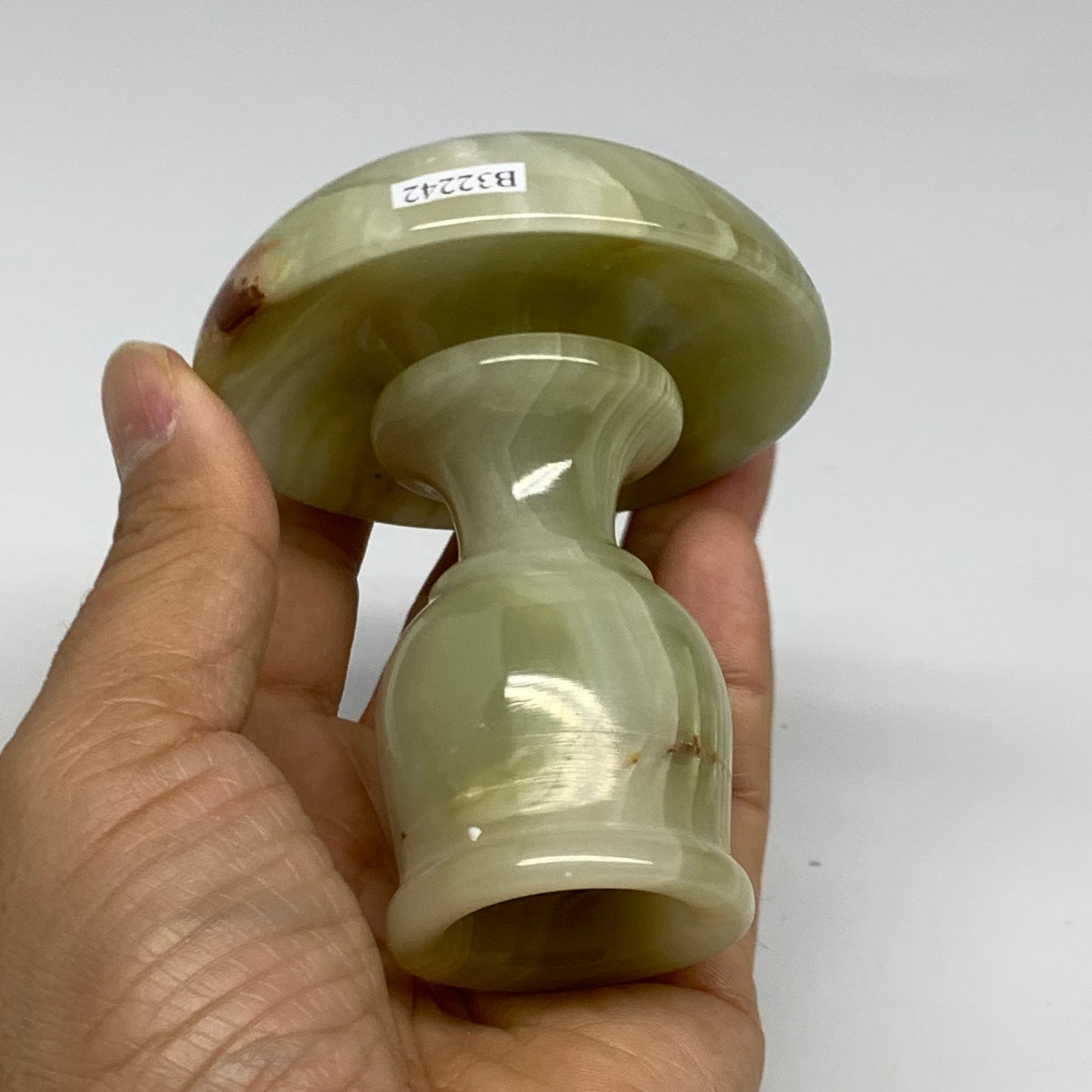 286g, 3.3"x1.5"x2.8", Natural Green Onyx Candle Holder Gemstone Carved, B32242