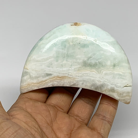 190g, 3.5"x2"x0.9", Caribbean Calcite Moon Crescent Gemstone, B33615