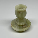 286g, 3.3"x1.5"x2.8", Natural Green Onyx Candle Holder Gemstone Carved, B32242