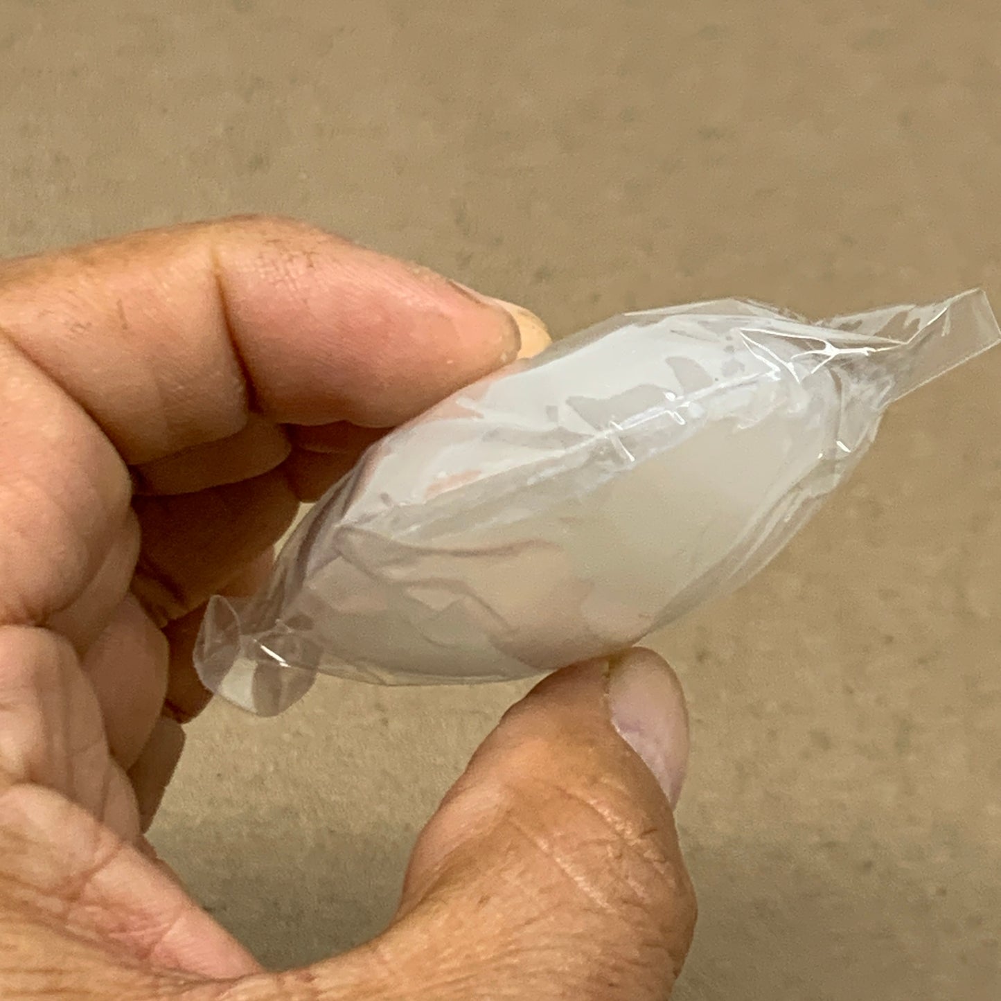 93g, 2.7"x1.9"x1", White Selenite Palmstone Crystal Pillow Reiki, B36351
