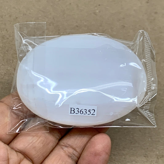 96g, 2.7"x2"x0.9", White Selenite Palmstone Crystal Pillow Reiki, B36352